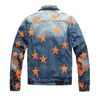 Contrast Color Design Мужчина 2 куска Spring Star Patch Denim Jacket, соответствующий растяжек скинни джинсы мода Slim Ropa Hombre 240415