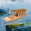 Decorative Figurines Wooden Awning Boat Ship Crafts Exquisite Fairy Garden Decor Ornaments For Office Living Room Desktop Bookshelf