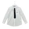Women White Thirt With Necktie Summer Tees traspirabile Designer Lettere Lettera Taglie a maniche lunghe T Shirts5883891