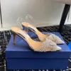 Aquazzura Rhinestones PVC Sandali tacchi sandali sandali cristallini con tacchi a spillo in cristallo scarpe eleganti di lusso da donna in pelle ginnastica scarpe da fibbia per fibbie calzature fabbriche di fabbrica