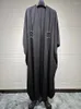 Vêtements ethniques Stripe Abaya Elegant Pearls Kaftan Couleur solide Batwing Robe Casual Oversize Abayas Fashion lâche