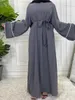 Vêtements ethniques noirs islamiques Abayas Summer Nida Robe décontractée Femme musulmane Modesty Robe Ramadan Kimono Dubai Robes longues pour femmes 2023 D240419