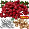 Decoratieve bloemen Kerstmis kunstmatige bessen mini nepstelen voor jaar kerstboomdecoraties diy holly bessen krans ornamenten