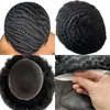 Malaysian Remy Human Hair Hairpieces #1b Off Black 10mm Wave 8x10 Toupee Full Lace Unit for Black Men