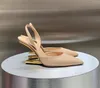 Gebeeldhouwde jurk met hoge hakken metallic hakken slingbacks slip-on dia's kalfsleer pailletten sandalen voor vrouwen designer fabrieksschoenen