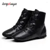 Dansskor 1Pair/Lot Men Women Sports Dancing Sneakers Jazz Lace Up Boots Black Leather Adult/Kids Latin