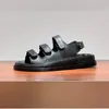 2024 Summer New Wear Resistant Women's Sandals One Strap Design Upper Round Head Open Toe Sandals Genuine Leather Material Appear Whitening Female Shoes