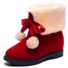 Boots Little Girl Fashion Princess Shoes Filles Automne Hiver chaud Plus Velvet Enfants Snow Cotton Boot Short Hairball