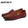 Casual Shoes JKPUDUN Suede Leather Men Loafers Italian Genuine Driving Moccasins Gommino Slip On Men's Plus Size