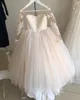 39 anni in pizzo Tulle Flower Girl Dress Up Bottons Bows Childrens First Communion Ball Abito da matrimonio per la festa della damigella d'onore 240416