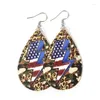 Dangle Chandelier Earrings Double Side Faux Leather Teardrop Independence Day 2023 Cheetah Sunflower Usa Flag Print Patriotic Jewe Dhjgo