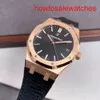 Women AP Watch Royal Oak Series 15510or.oo.d002cr.02 Rose Gold Black Face Mens Fashion Business Watch