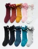 2019 Nowe skarpetki dla dzieci Dziewczyny Dziewczyny Big Bow Kneted Knee High Long Cotton Lace Socks Baby Ruffle Socks C61154276266