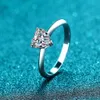 Bröllopsringar 0,5ct 1CT 2ct Heart Moissanite Ring for Women Engagement Wedding Jewelry Simple Solitaire Diamond 925 Sterling Silver Rings 240419