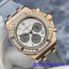 機能的なAPリストウォッチEpic Royal Oak Series 26231or Womens 18K Rose Gold Original Diamond Panda Face 37mm自動機械時計