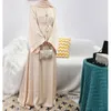 Etnik Giyim Zarif Parlak Satin Abaya Kadınlar İçin Mütevazı Müslüman Eid Elbise Ramazan Kaftan Arap Uzun Robe Dubai Femme İslami Jalabiya