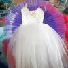 Purple Ballet Tutus Dress Performance Kostium dla dorosłych Modern Dance Long Veil Girl Fluffy 240411
