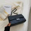 Shell Premium Black Square Pouch Women's Spring and Autnumn2022New Fashion Shoulder Bag Texture Rhombus Chain Bag