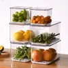 Refrigerator Storage Box With Lid Fridge Kitchen Washing Food Transparent Stackable Organizer OSpace ZP138