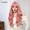 perucas cacheadas humanas tiktok long curly peruca para mulheres com franja rosa gradiente marrom ouro multicolorido peruca