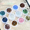 1Box sereias de chapas redondas coloridas para maquiagem de face de manicure, strass de arco -íris de cristal bling para unhas de decoração diy ornamentos de diamante