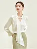 Women's Blouses Spring Fashion Elegant Lace Up Blouse Office Lady Solid Ice Silk Tops Autunm Women OL Style White Satin Shirt Plus Size 5XL