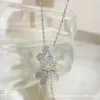 Brand de créateur Van New Clover Collier Womens High Edition Set avec Diamond Three Flower Full Full Lucky Grass Collar Chain