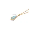 Pendant Necklaces LAMOON Vintage Bijou Natural ite Gemstone Necklace For Women Embossed Pattern Pendant S925 Silver Gold Plated Fine Jewelry 240419