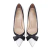 Dress Shoes Elegant Black Butterfly Bow Shallow Cut Beige Pumps Stiletto High Heels Pointed Toe Mixed Colors Banquet Woman Footwear