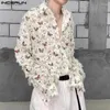 Men's Casual Shirts INCERUN Tops 2024 Korean Style Personality Printing Tassels Design Stylish Long Sleeved Lapel Blouse S-5XL