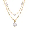 Fashionable Double Layered Pearl Tassel Pendant Necklace for Women