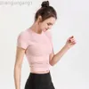 Desginer Aloe Yoga Hemd Kleidung Frau Origintop Fitness sexy schnell trocknend dünn kurzärmeliges T-Shirt für Frauen