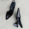 Sandaler Bright Leather Retro Corner Toe Womens Shoes Pump Spring/Summer Party Dance Bouncing Back Boots Sandaler Q240419