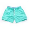 Kvinnors badkläder Mens Swim Trunks med mesh foder sidfickor Solida strandshorts snabb torr lättviktsdragskort sommar