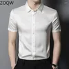 Chemises décontractées pour hommes 92% Mulberry Silk Shirt Men Clothing Trend Mens Homme Sleeve For Summer Top Male Fashion Fashion Fcy3847