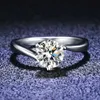 Solitaire Ring 100% Real Moissanite Engagement Rings Luxury PT950 Platinum 1 CT Diamond Wedding Rings Classic Simple 3 Prong Ring D240419