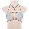 Kvinnor glänsande metallisk stjärna strappy tube skörd topp sexig camisole halter rave wrap runt bandeau bra spets upp bralette tank svart vit bikini sommar strandkläder 188