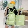 Sacs 4 PCS Sets Small Daisy Print Backpack Largecapacity Student Schoolbag Girl Cool High School Student Backpack