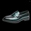 Casual Shoes Classic Brand Men's Loafers Trend Green Banquet Dress Business Genuine Leather Non Slip