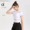 Desginer Alooo Yoga Shirt Woman Origintop Fitnessセクシークイック乾燥薄い短い袖のTシャツ女性用