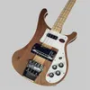 4001 Zeldzame doorzichtige Walnut Vintage 4000 4003 4 String Electric Bass Guitar via een pc -neklichaam