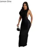 Abiti casual Lemon Gina Donne aperte Open Side O-Neck BodyCon Midi Maxi Abito 2024 Sexy Party Club Long Vestidos