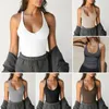 Tanks pour femmes Wome Tank Top Summer Low Cut V Couper Sans manches Slim Fit Elastic Tricoted Vestsolid Color Sport Exercice