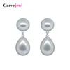 Boucles d'oreilles en pente Carvejewl Post Pearl pour femmes bijoux fille cadeau simple coréen déchirure classique