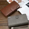 Billeteras 2022 billeteras para hombres 21 soportes de tarjetas nombre grabado de la cartera masculina cremallera gran capacidad billetera de cuero para hombres carteria