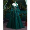 Feestjurken prom jurk Dark Green Long Bubble Sleeve A-Line Applique Floral Evening Fairy For Women Luxury Dream
