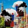 Camisetas masculinas bandeira russia masculina camisetas da tripulação de pescoço russo Tops russos impressão 3D Moda de grandes dimensões SLVE SLVE MENINO CLATE STRTTEWAIS T240419