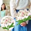 Fleurs décoratives 9 têtes Tulipes Fake Artificiel Latex Bouquet Home Garden Decor Decor Anniversaire Proposition de mariage décorations de mariage en stock