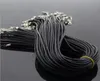 100 PCs 1618 Zoll schwarz verstellbares Leder -Leder -Leder -Halskettenketten mit silbernen Hummerverschluss 26384459994
