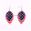 Dangle Chandelier Earrings Independence Day American Flag Us Stars and Stripes PU Leather Round Leaf Teardrop Drop for Women Jewel dhlmn